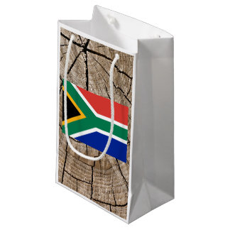 Petit Sac Cadeau Drapeau sud-africain sur l'écorce d'arbre