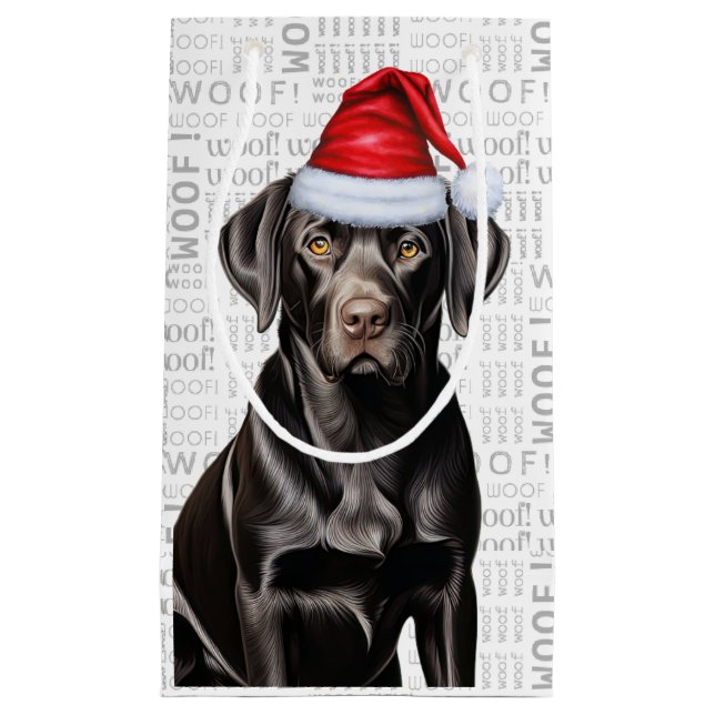 Petit Sac Cadeau Drôle Noël Black Lababrador Retriever (Devant)