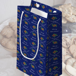 Petit Sac Cadeau Éditable Cadeau de Fêtes de Fin d'Année Bleu Joyeu