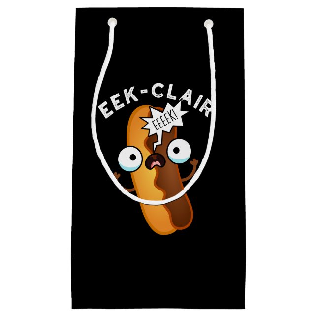 Petit Sac Cadeau Eek-clair Funny Eclair Pun Dark BG (Devant)