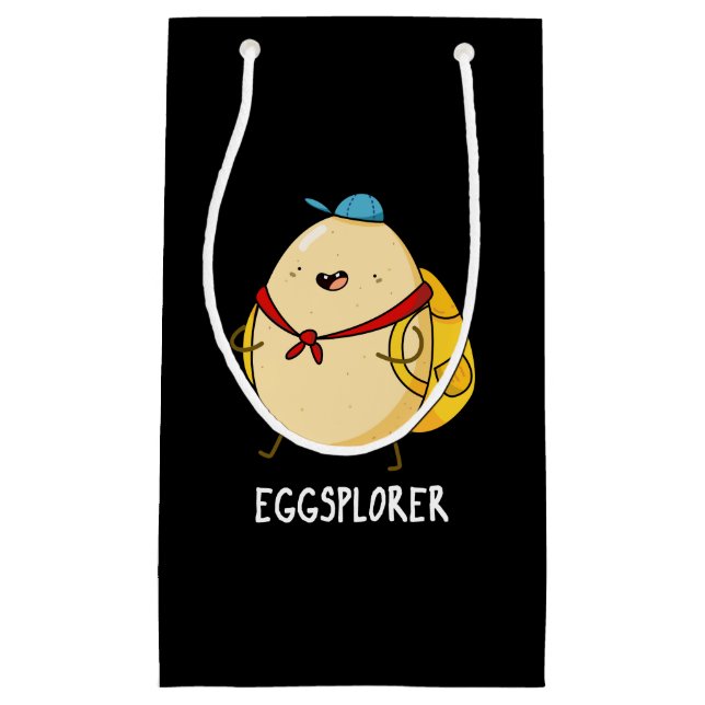 Petit Sac Cadeau Eggsplorer Funny Oeuf Explorer Pun Dark BG (Devant)