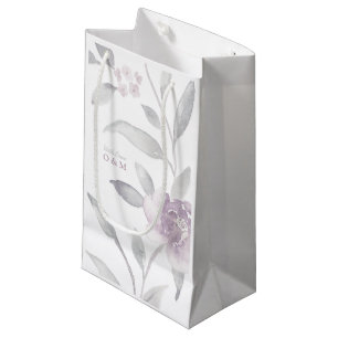Petit Sac Cadeau Élégant argent floral Chinoiserie Mariage monogram