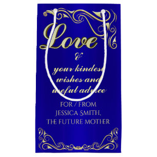 Petit Sac Cadeau Élégant Baby shower royal royal bleu et or