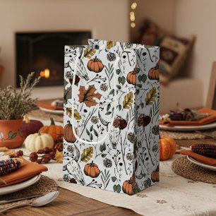 Petit Sac Cadeau Élégant crâne de moisson et crâne de vache gris