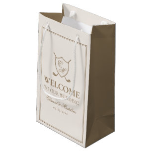 Petit Sac Cadeau Élégant Crest Monogram Golf Mariage Welcome Bag
