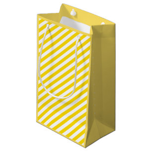 Petit Sac Cadeau Elégant jaune blanc rayé chic Modèle moderne