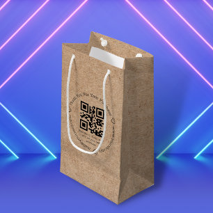 Petit Sac Cadeau élégant minimalis merci affaires qr code kraft