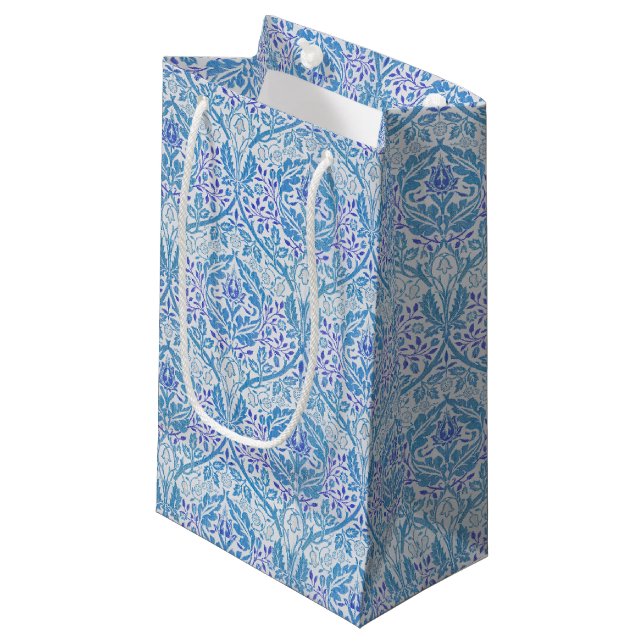 Petit Sac Cadeau Élégant motif floral bleu (Devant Angle)