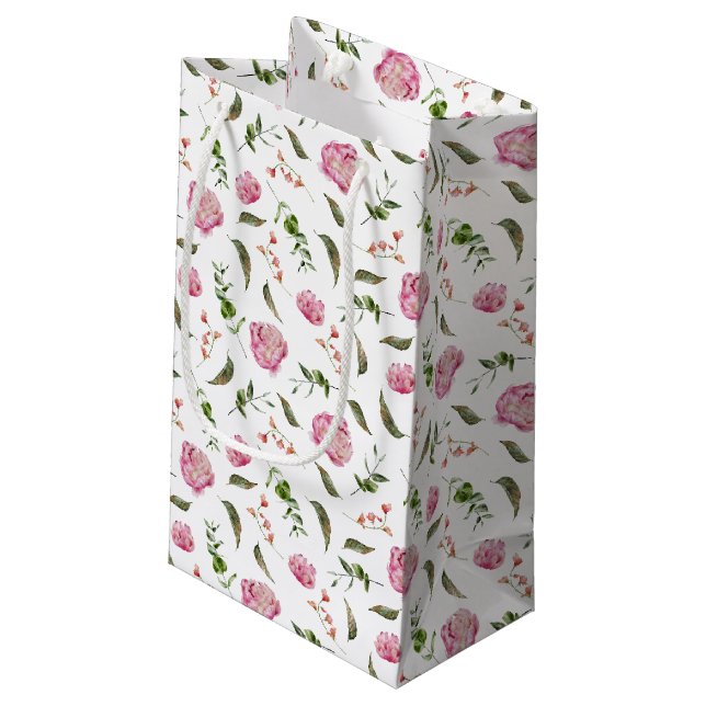Petit Sac Cadeau Élégant Motif végétal rose (Dos Angle)