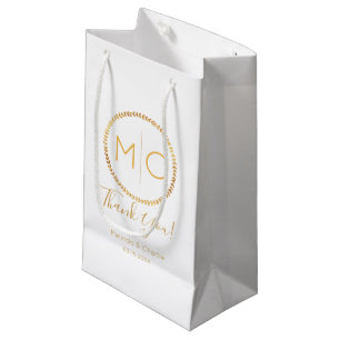 Petit Sac Cadeau Élégant or Rustique Wreath Monogram Mariage