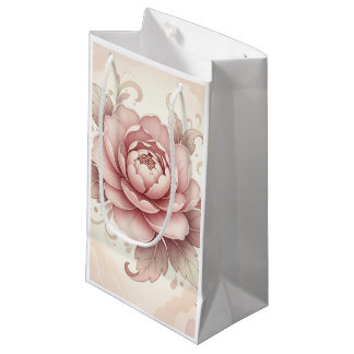 Petit Sac Cadeau Elegant Pink Peony Floral