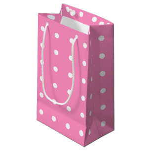 Petit Sac Cadeau Élégant Pois blanc rose chaud pour elle Motif
