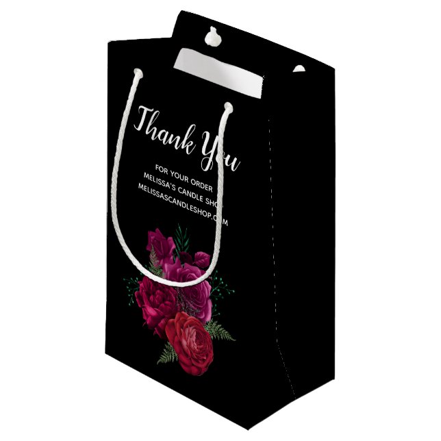 Petit Sac Cadeau Élégant Rose Magenta Merci de bouquet floral (Devant Angle)