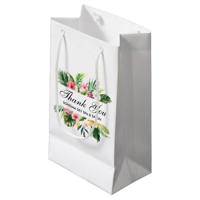 Petit Sac Cadeau Elégante aquarelle Merci floral tropical (Devant Angle)