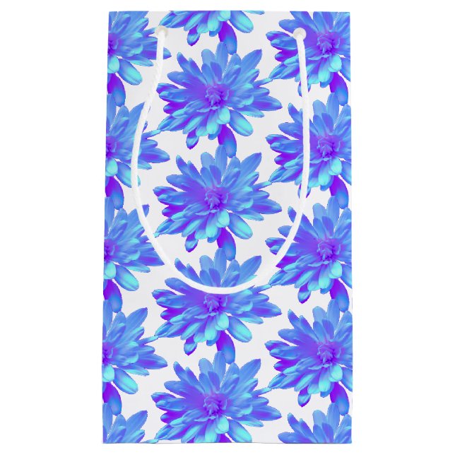 Petit Sac Cadeau Élégante fleur florale violette bleu (Devant)