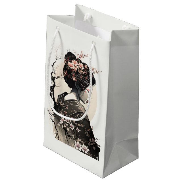 Petit Sac Cadeau Elegante Geisha mit Kirschblüten -  (Dos Angle)