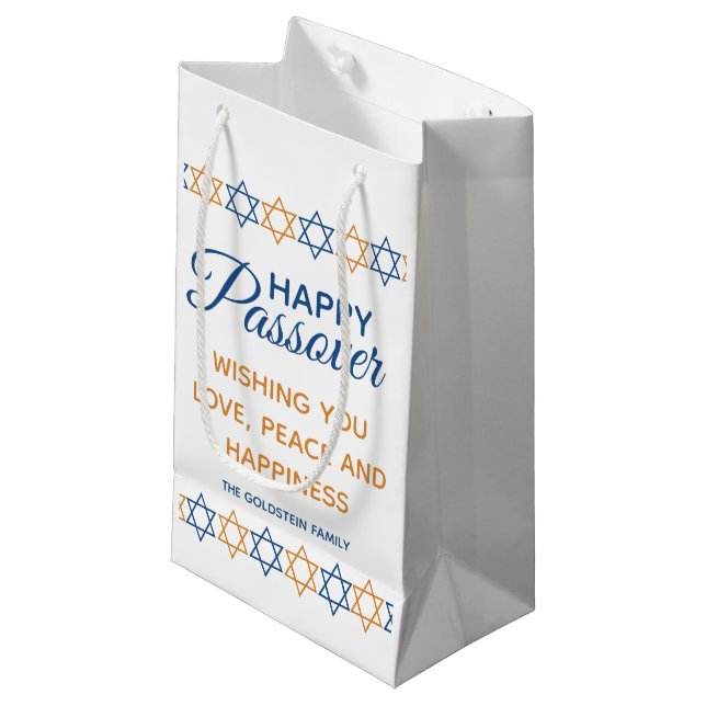 Petit Sac Cadeau Elégante Happy Passover Star de David Personnalisé (Devant Angle)