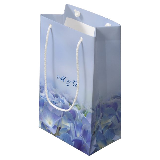 Petit Sac Cadeau Élégante Hydrangea Blue Florals (Devant Angle)
