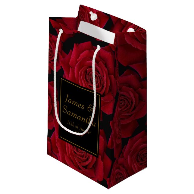 Petit Sac Cadeau Élégante Rose rouge - (Devant Angle)