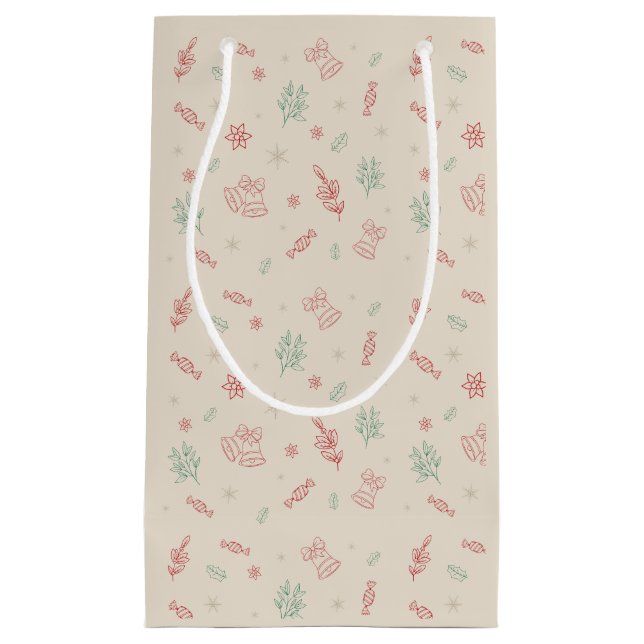 Petit Sac Cadeau Éléments de Noël minimaux mignons (Devant)