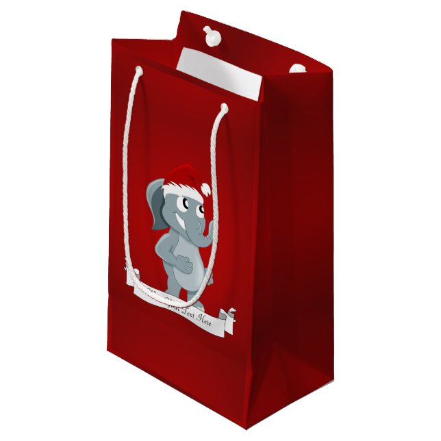Petit Sac Cadeau éléphant de Noël dessin animé (Devant Angle)