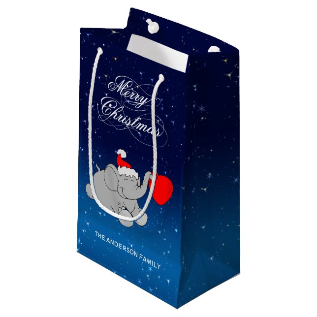 Petit Sac Cadeau Eléphant de Noël mignon (Devant Angle)