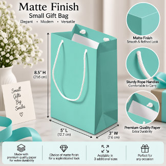 Petit Sac Cadeau Emballage Cadeau Minimaliste de Couleur Uni Aqua D
