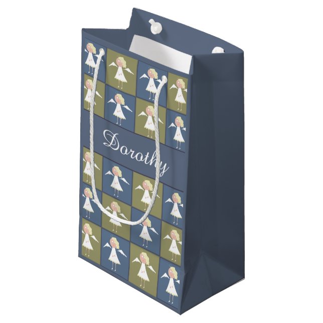 Petit Sac Cadeau Emballage cadeau nommé personnalisé par anges (Devant Angle)
