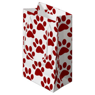 Petit Sac Cadeau Empreinte de patte rouge