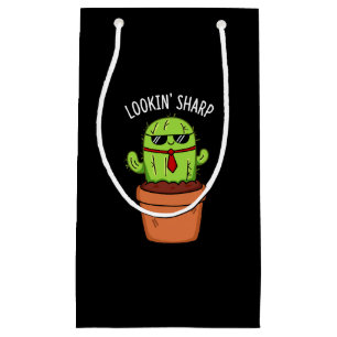 Petit Sac Cadeau En regardant Sharp Funny Cactus Pun Dark BG