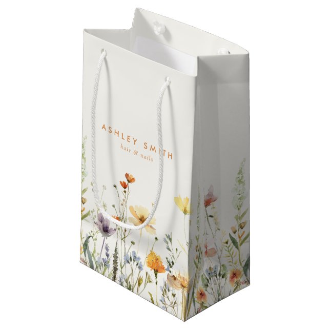 Petit Sac Cadeau Entreprise Fleur sauvage rustique (Devant Angle)