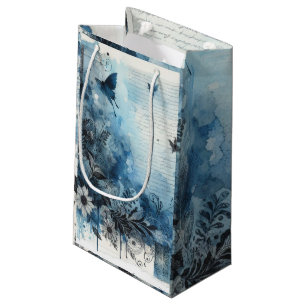 Petit Sac Cadeau Éphémères Aquarelle Bleue