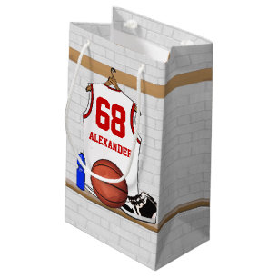 Petit Sac Cadeau Équipe cycliste White and Red Basketball