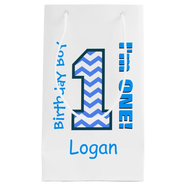 Petit Sac Cadeau ęr Garçon Chevron d'anniversaire une coutume an (Devant)