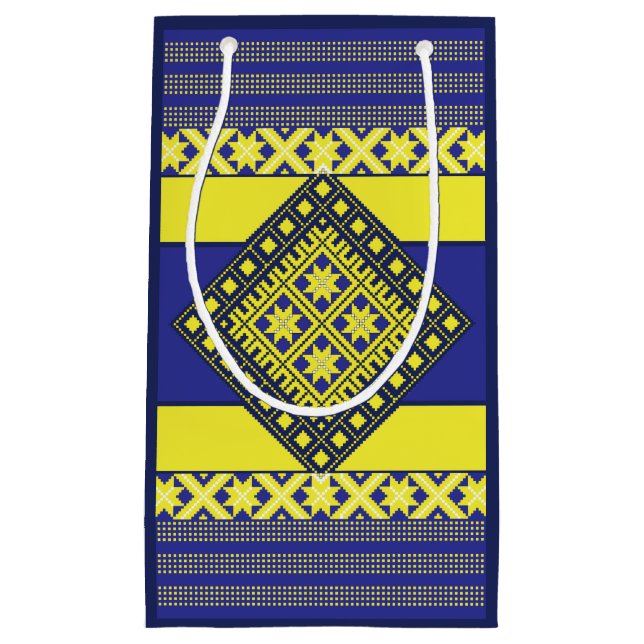 Petit Sac Cadeau étoile baltique en jaune et bleu (Devant)