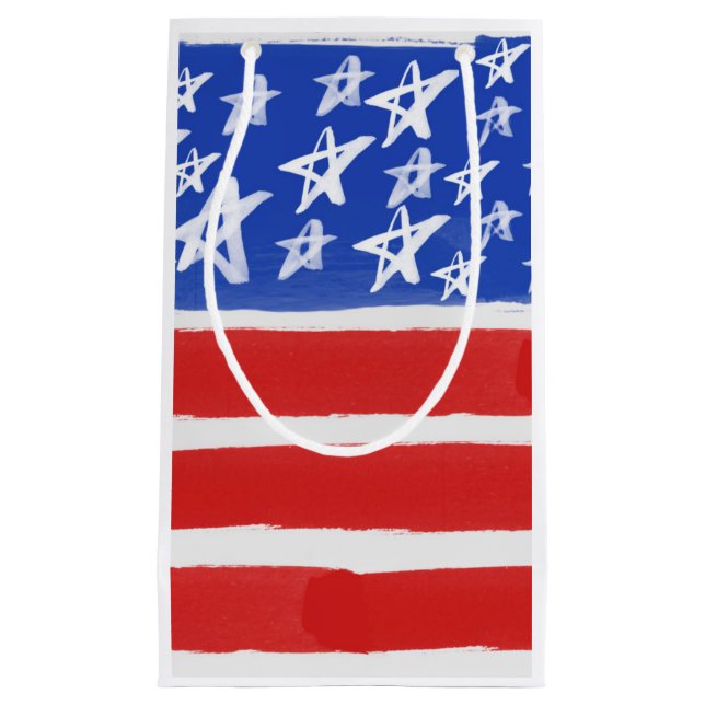 Petit Sac Cadeau Étoiles et rayures, Patriotique, 4 juillet (Devant)