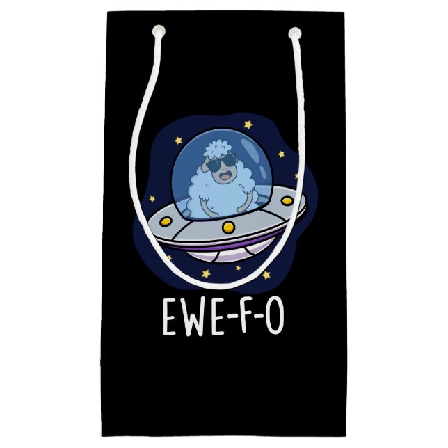 Petit Sac Cadeau Ewe-F-O Funny UFO Pun Dark BG (Devant)