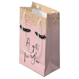 Petit Sac Cadeau Eyelashes avec Parties scintillant or