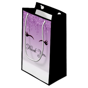 Petit Sac Cadeau Eyelashes rose et noir élégant sur Parties scintil