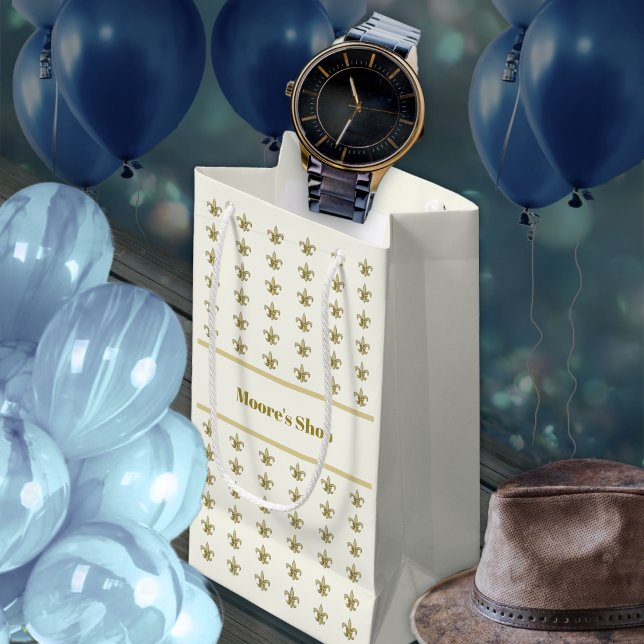 Petit Sac Cadeau Faux Gold FleurDeLis en ivoire (Créateur téléchargé)