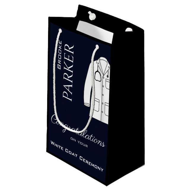 Petit Sac Cadeau Félicitations Black Moderne Cérémonie White Coat (Devant Angle)