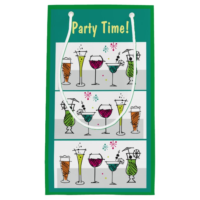 Petit Sac Cadeau Fête Cocktails Alcool Anniversaire Événements Tail (Devant)