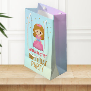 Petit Sac Cadeau Fête d'anniversaire de petite princesse avec paill