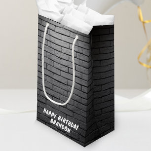 Petit Sac Cadeau Fête d'anniversaire Gris Brick Wall