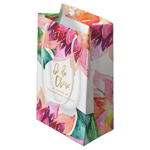 Petit Sac Cadeau Fête des mariées   Aquarelle tropicale I DO CREW