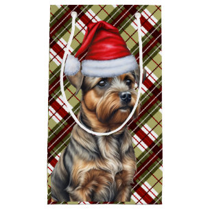 Petit Sac Cadeau Fête Frontière Terrier et Festive Plaid Noël