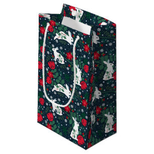 Petit Sac Cadeau Fêtes de Noël de lapin Folk