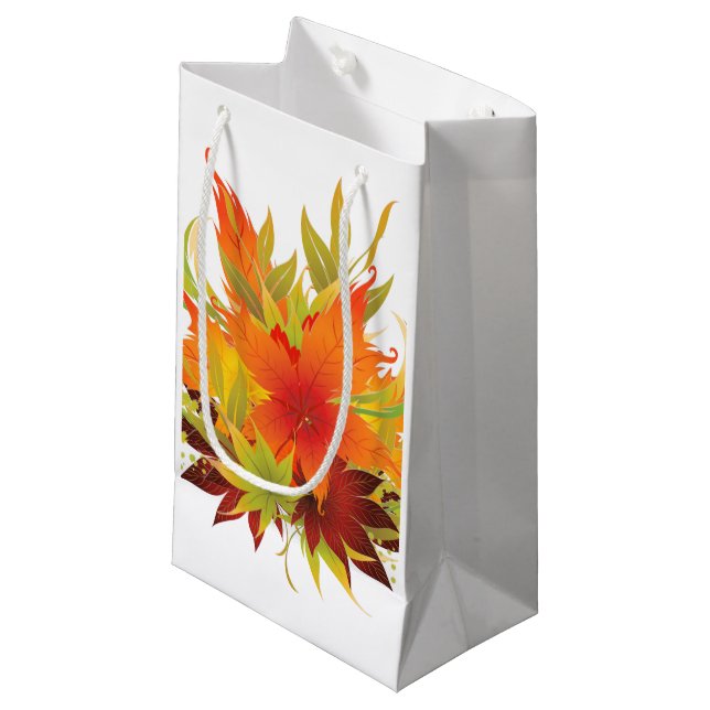 Petit Sac Cadeau Feuilles d'automne (Devant Angle)