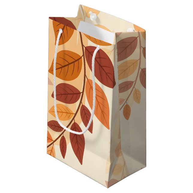 Petit Sac Cadeau Feuilles d'automne (Devant Angle)