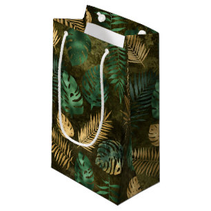 Petit Sac Cadeau Feuilles de la palme tropicale jaune vert de la ju